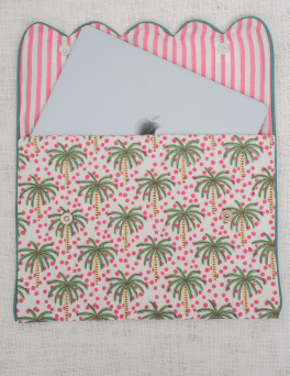 Vintage Palm Tree Print Cotton Hand Block Printed Laptop Bag