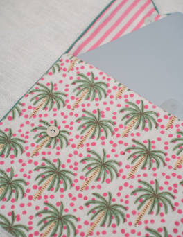 Vintage Palm Tree Print Cotton Hand Block Printed Laptop Bag