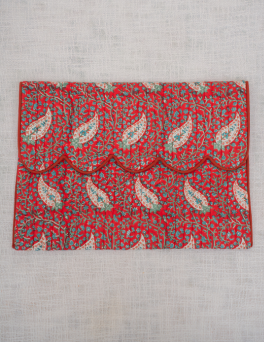 Mughal Floral Vine Print Cotton Hand Block Printed Laptop Bag
