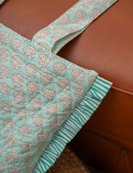 Vintage Blossom Print Ruffle Tote Bag
