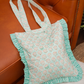 Vintage Blossom Print Ruffle Tote Bag