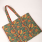 Cotton Hand Bag,Emerald Marigold Quilted Tote Bags, Women hand bags, Tote bags for Girls, Fashion Tote bags, Printed Tote Bags