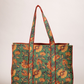 Cotton Hand Bag,Emerald Marigold Quilted Tote Bags, Women hand bags, Tote bags for Girls, Fashion Tote bags, Printed Tote Bags
