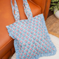 Pink Blossom Print Ruffle Tote Bag