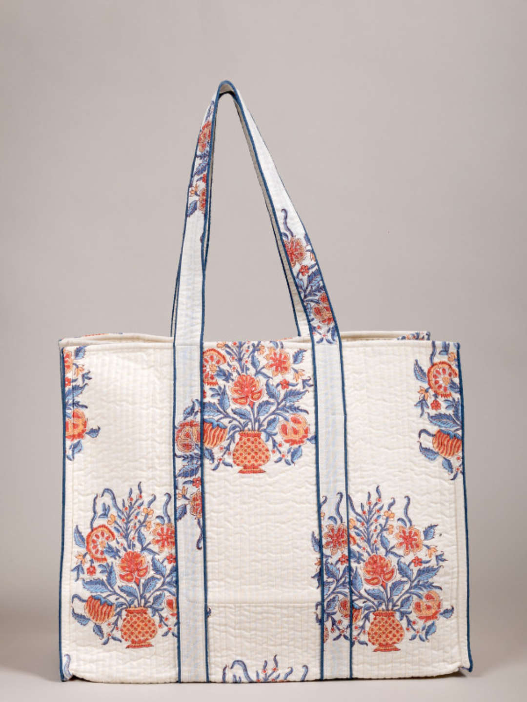 Awdhesh Kumar Nautical Floral Quilted Hand Block Printed Tote Bag for Women