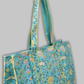 Cotton Hand Bag, Teal Lotus Garden Tote Bags, Women hand bags, Tote bags for Girls, Fashion Tote bags, Printed Tote Bags