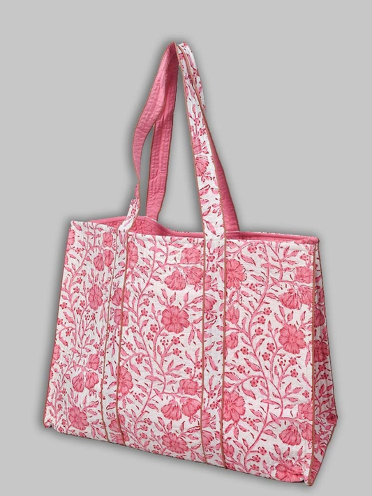 Cotton Hand Bag, Rosevine Blossom Tote Bags, Women hand bags, Tote bags for Girls, Fashion Tote bags, Printed Tote Bags