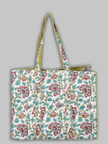Cotton Hand Bag, Ivory Fern Blossom Tote Bags, Women hand bags, Tote bags for Girls, Fashion Tote bags, Printed Tote Bags