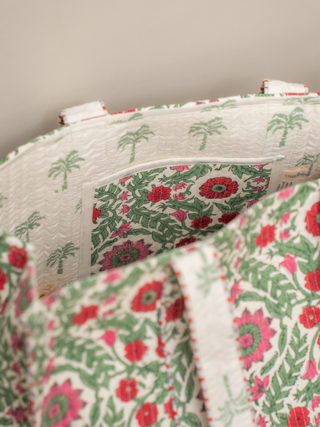 Awdhesh Kumar Rosevine Heritage Cotton Hand Block Printed Tote Bag for Women