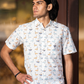 half sleeve Indian Hand Block Print Shirt Jaipur Sea Voyage Print Shirt 100% Cotton Fabric