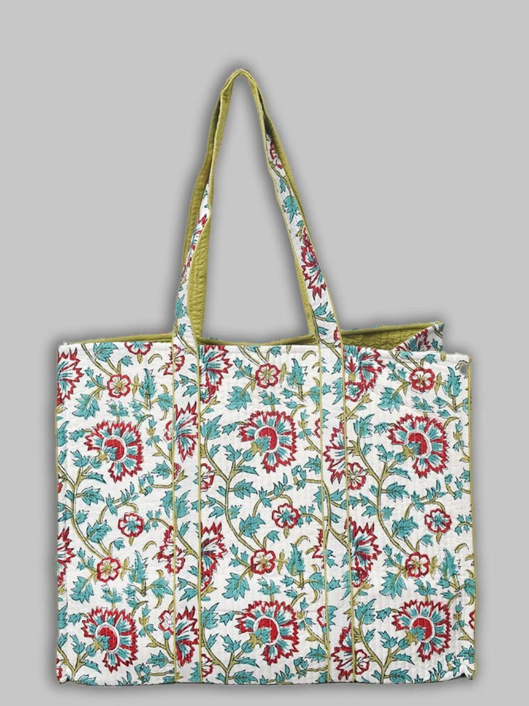 Awdhesh Kumar Meadow Vine Cotton Hand Block Printed Tote Bag for Women