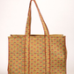 Cotton Hand Bag,Saffron Lotus Quilted Tote Bags, Women hand bags, Tote bags for Girls, Fashion Tote bags, Printed Tote Bags