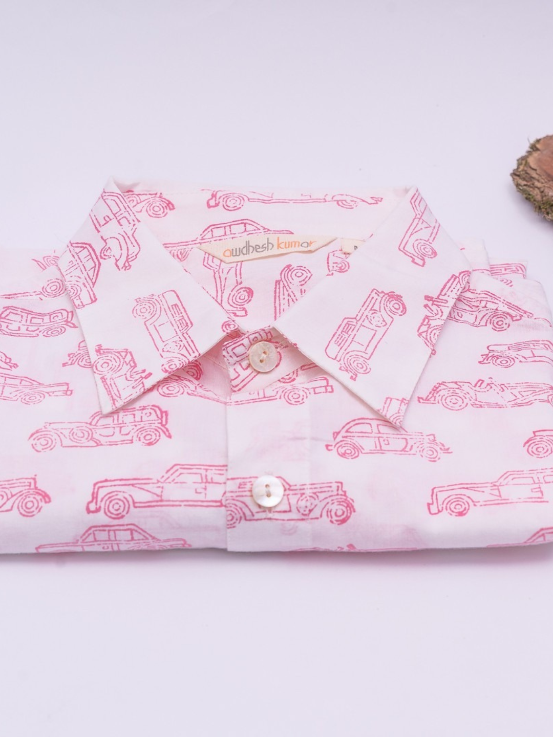 Short Sleeve Indian Classic Wheels Doodle Pattern Shirt 100% Cotton Fabric