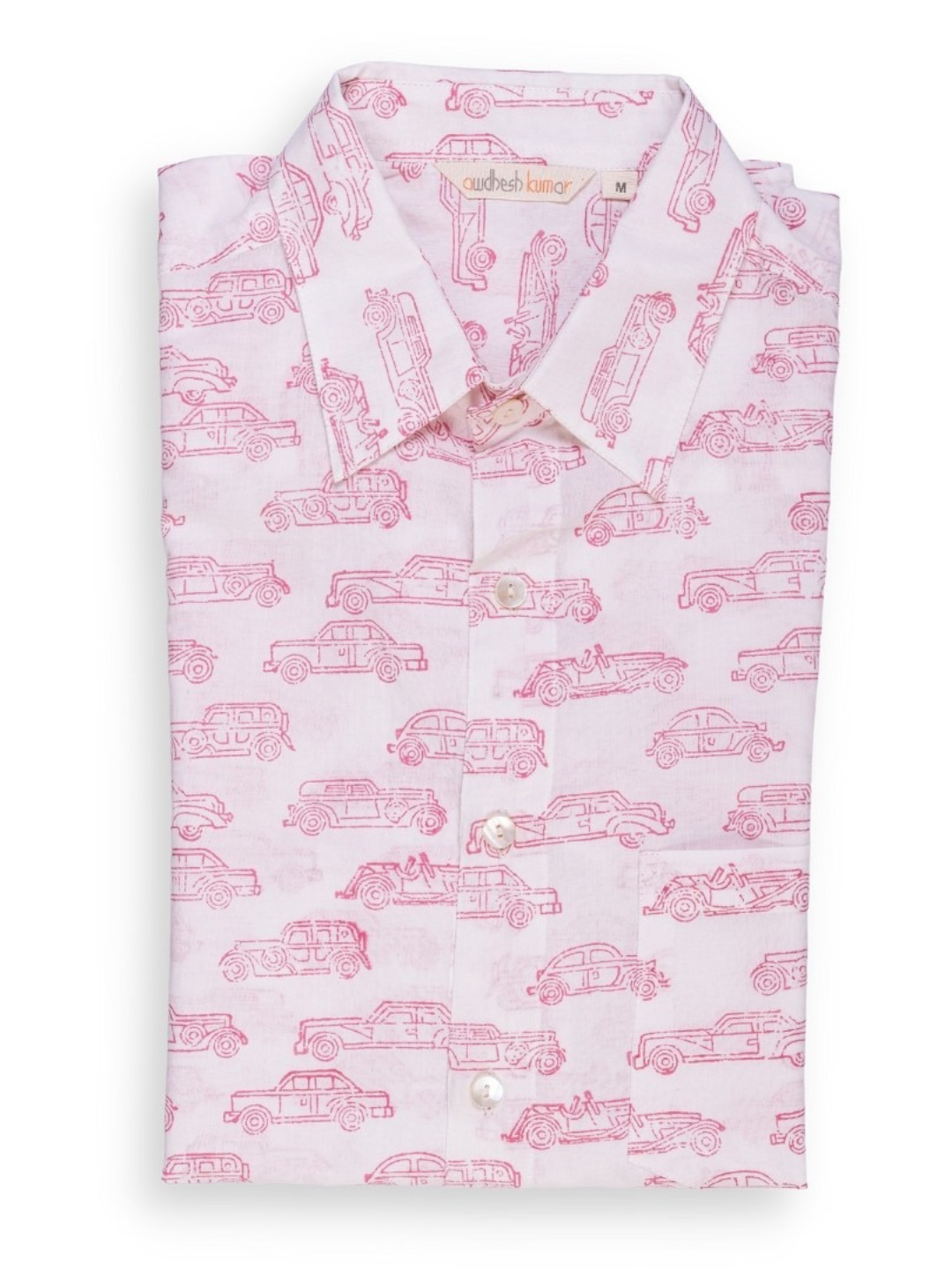 Short Sleeve Indian Classic Wheels Doodle Pattern Shirt 100% Cotton Fabric