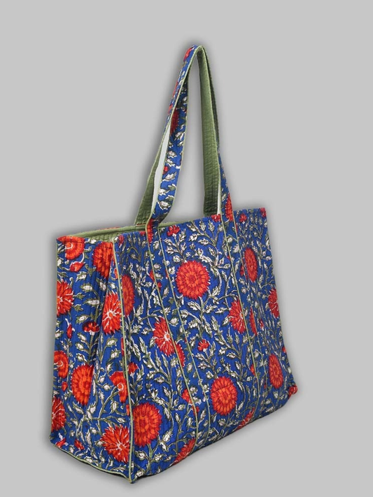 Cotton Hand Bag,Royal Bloom Quilted Tote Bags, Women hand bags, Tote bags for Girls, Fashion Tote bags, Printed Tote Bags