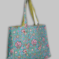 Cotton Hand Bag,Turquoise Blossom Quilted Tote Bags, Women hand bags, Tote bags for Girls, Fashion Tote bags, Printed Tote Bags