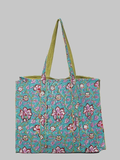 Cotton Hand Bag,Turquoise Blossom Quilted Tote Bags, Women hand bags, Tote bags for Girls, Fashion Tote bags, Printed Tote Bags