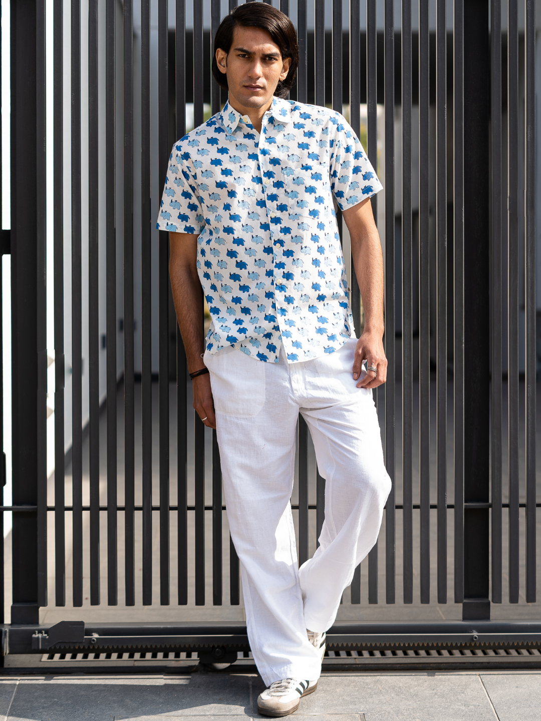 half sleeve Indian Hand Block Print Shirt Jaipur Wildlife Print Shirt 100% Cotton Fabric