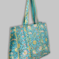 Cotton Hand Bag, Teal Lotus Garden Tote Bags, Women hand bags, Tote bags for Girls, Fashion Tote bags, Printed Tote Bags