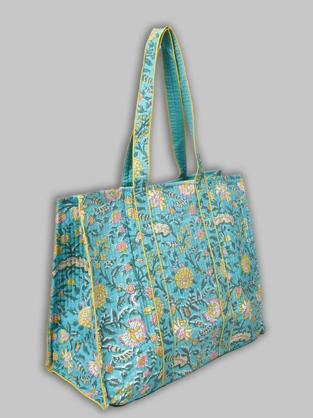 Cotton Hand Bag, Teal Lotus Garden Tote Bags, Women hand bags, Tote bags for Girls, Fashion Tote bags, Printed Tote Bags