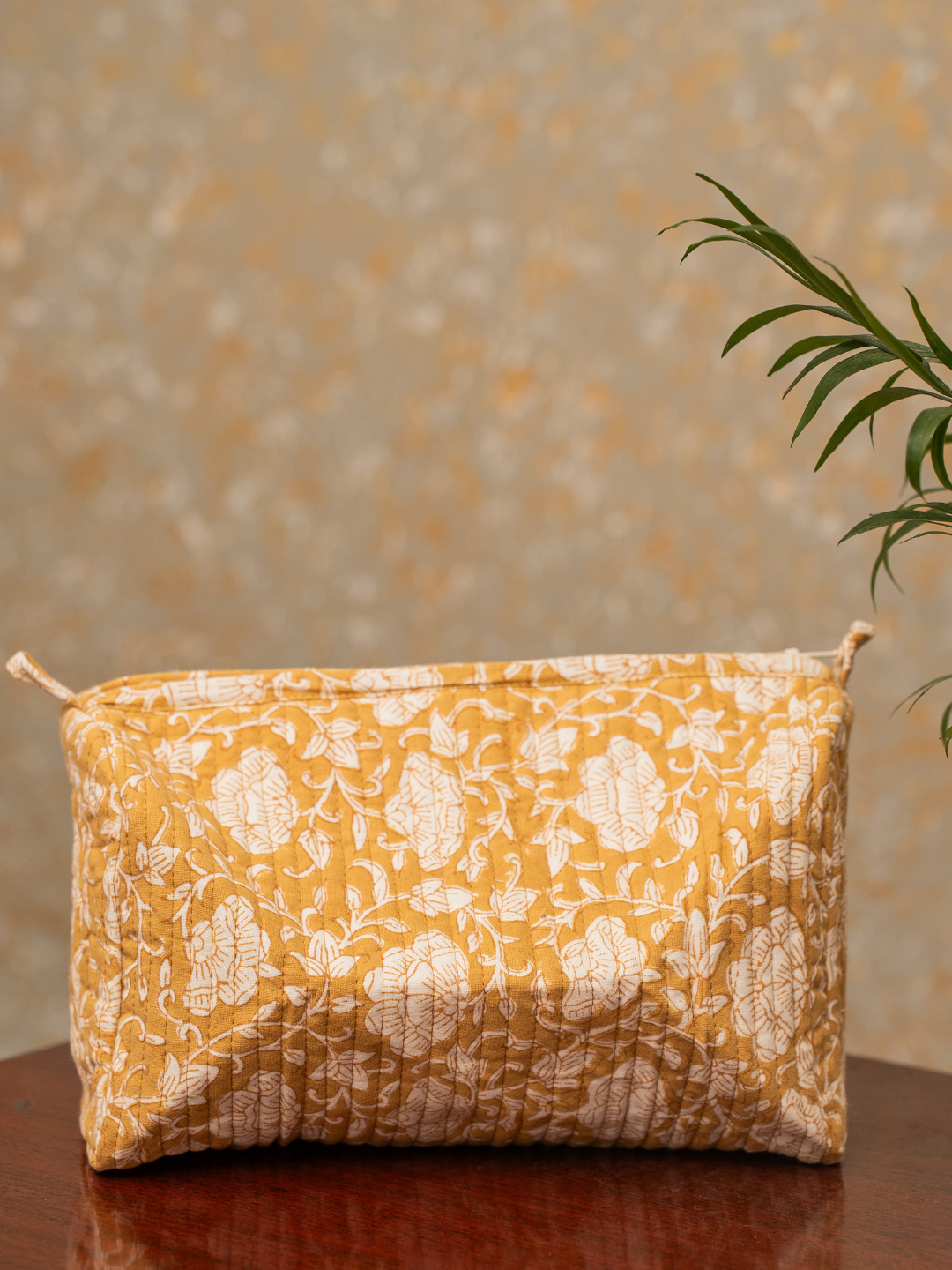 Awdhesh Kumar Sunrise Floral Pouch Cotton Hand Block Printed Toiletry Bags for Women