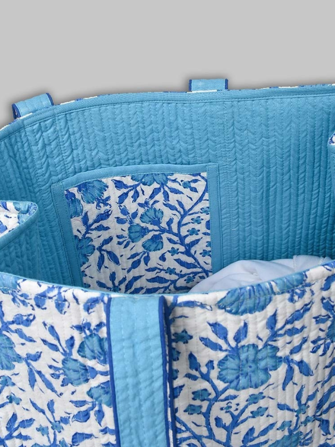 Cotton Hand Bag, Elegant blue floral heritage print Tote Bags, Women hand bags, Tote bags for Girls, Fashion Tote bags, Printed Tote Bags