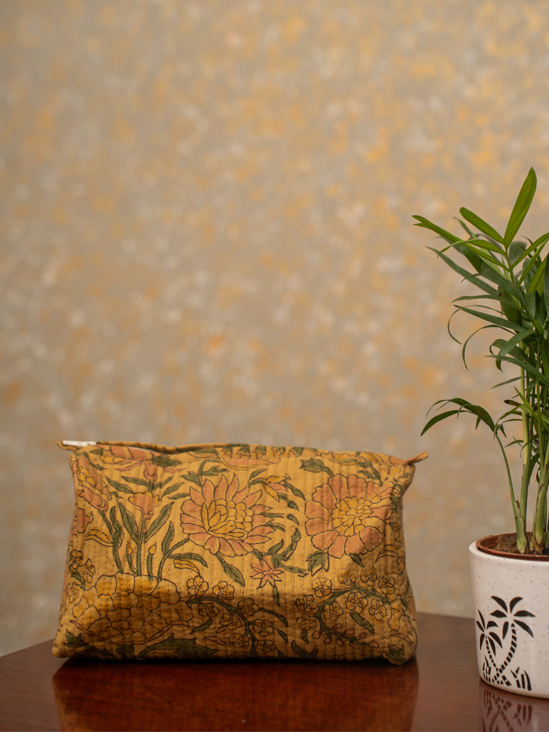 Awdhesh Kumar Amber Garden Pouch Cotton Hand Block Printed Toiletry Bags for Women