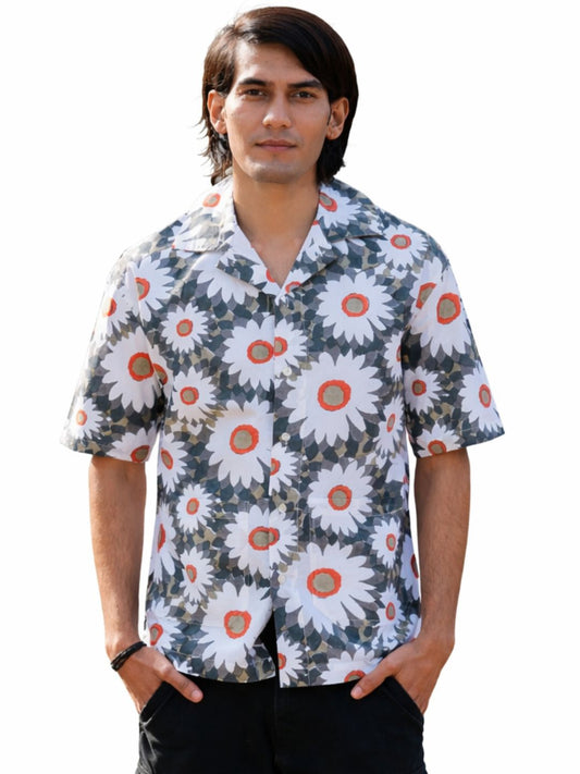 half sleeve Indian Hand Block Print Shirt Floral Breeze Casual Shirt – Stylish Summer Look Shirt 100% Cotton Fabric