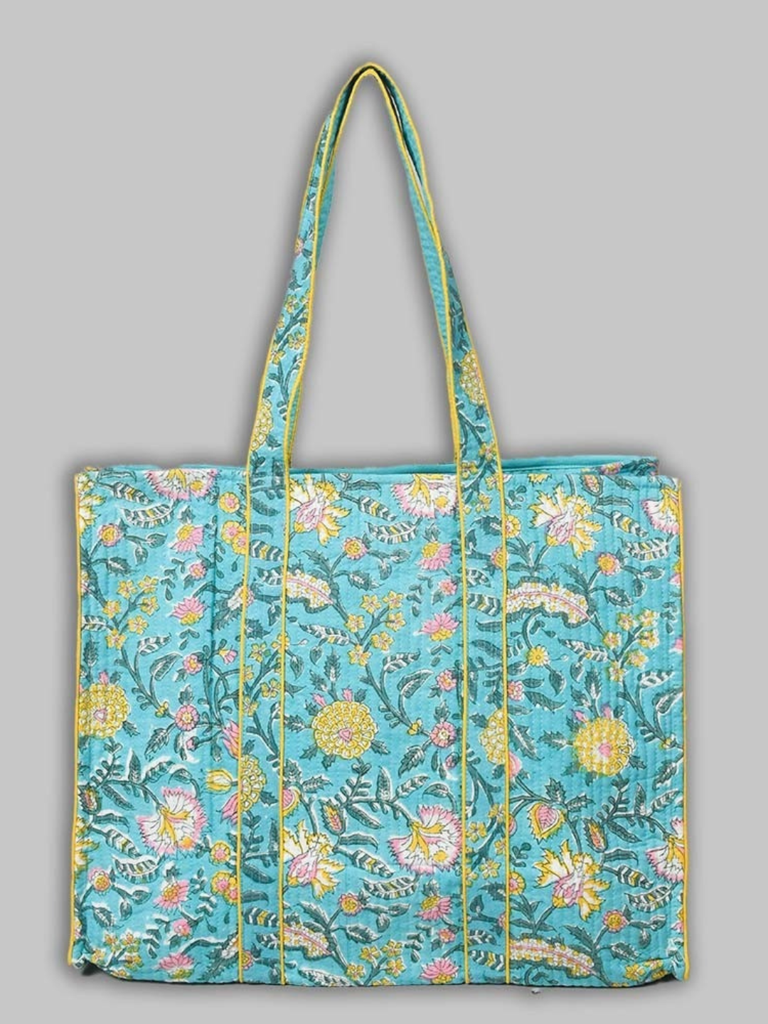 Cotton Hand Bag, Teal Lotus Garden Tote Bags, Women hand bags, Tote bags for Girls, Fashion Tote bags, Printed Tote Bags