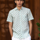 half sleeve Indian Hand Block Print Shirt Jaipur Cool Leaf Charm Shirt 100% Cotton Fabric