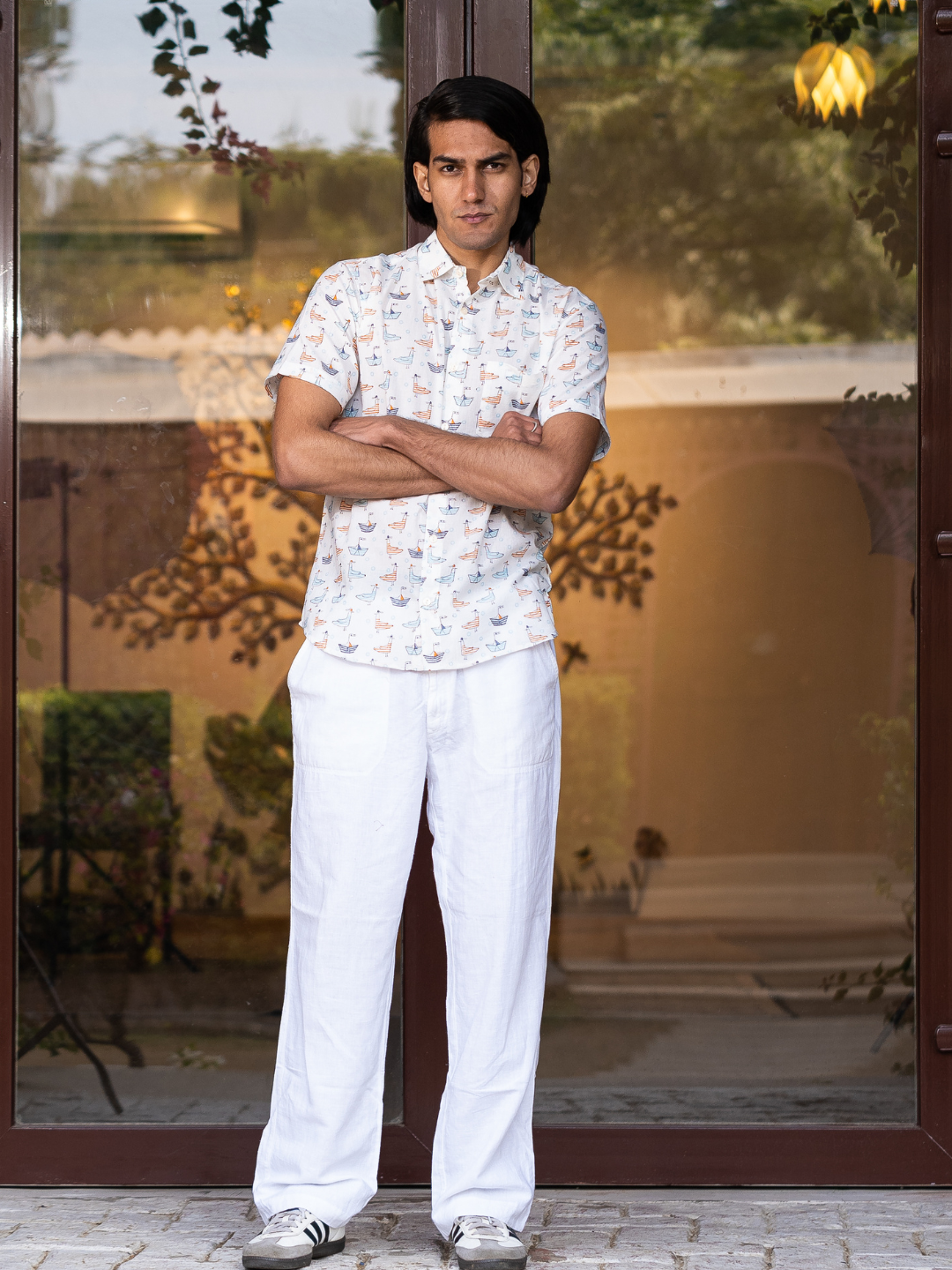 half sleeve Indian Hand Block Print Shirt Jaipur Sea Voyage Print Shirt 100% Cotton Fabric