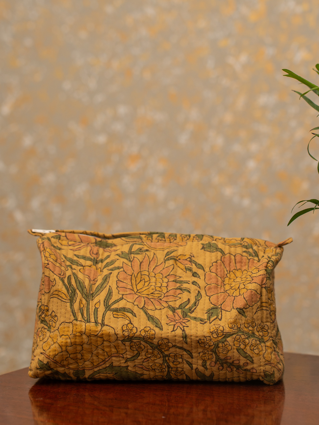 Awdhesh Kumar Amber Garden Pouch Cotton Hand Block Printed Toiletry Bags for Women