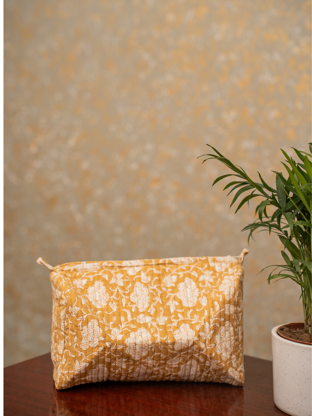 Awdhesh Kumar Sunrise Floral Pouch Cotton Hand Block Printed Toiletry Bags for Women