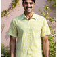 half sleeve Indian Hand Block Print Shirt Lime Abstract Print Casual Shirt   100% Cotton Fabric
