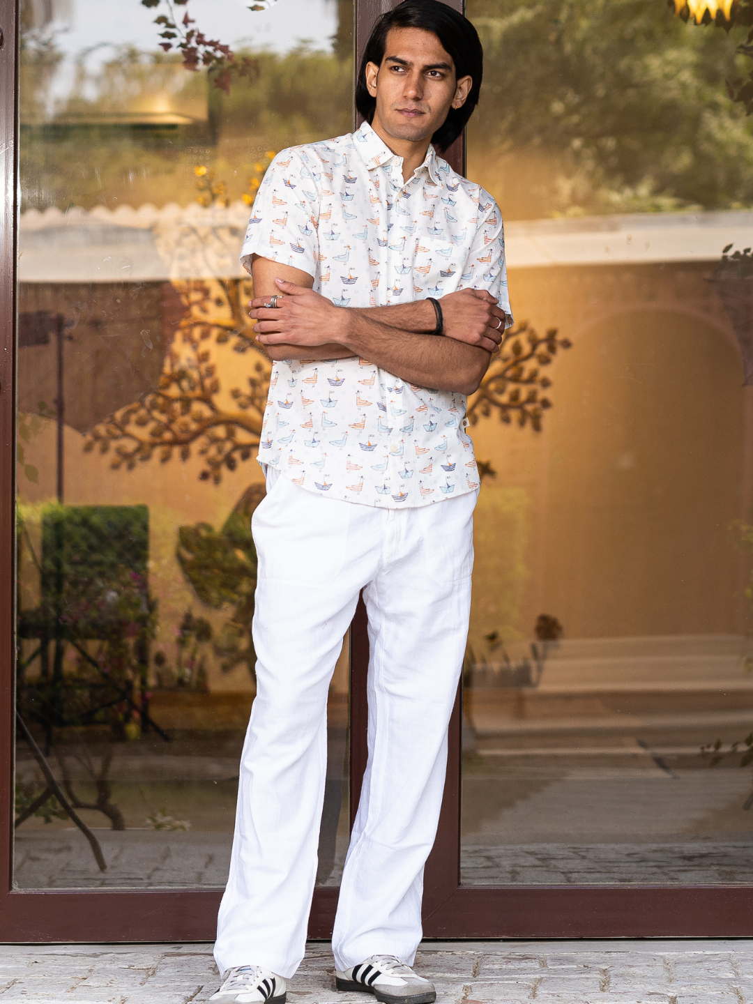 half sleeve Indian Hand Block Print Shirt Jaipur Sea Voyage Print Shirt 100% Cotton Fabric