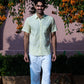 half sleeve Indian Hand Block Print Shirt Soft Lime Textured Casual Shirt 100% Cotton Fabric