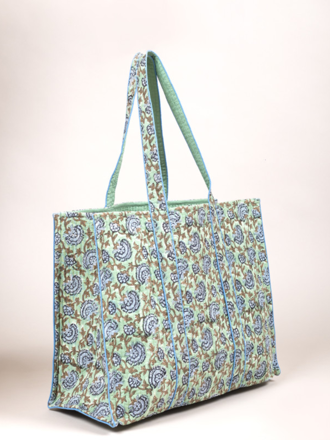 Cotton Hand Bag, Mint Paisley Meadow Tote Bags, Women hand bags, Tote bags for Girls, Fashion Tote bags, Printed Tote Bags