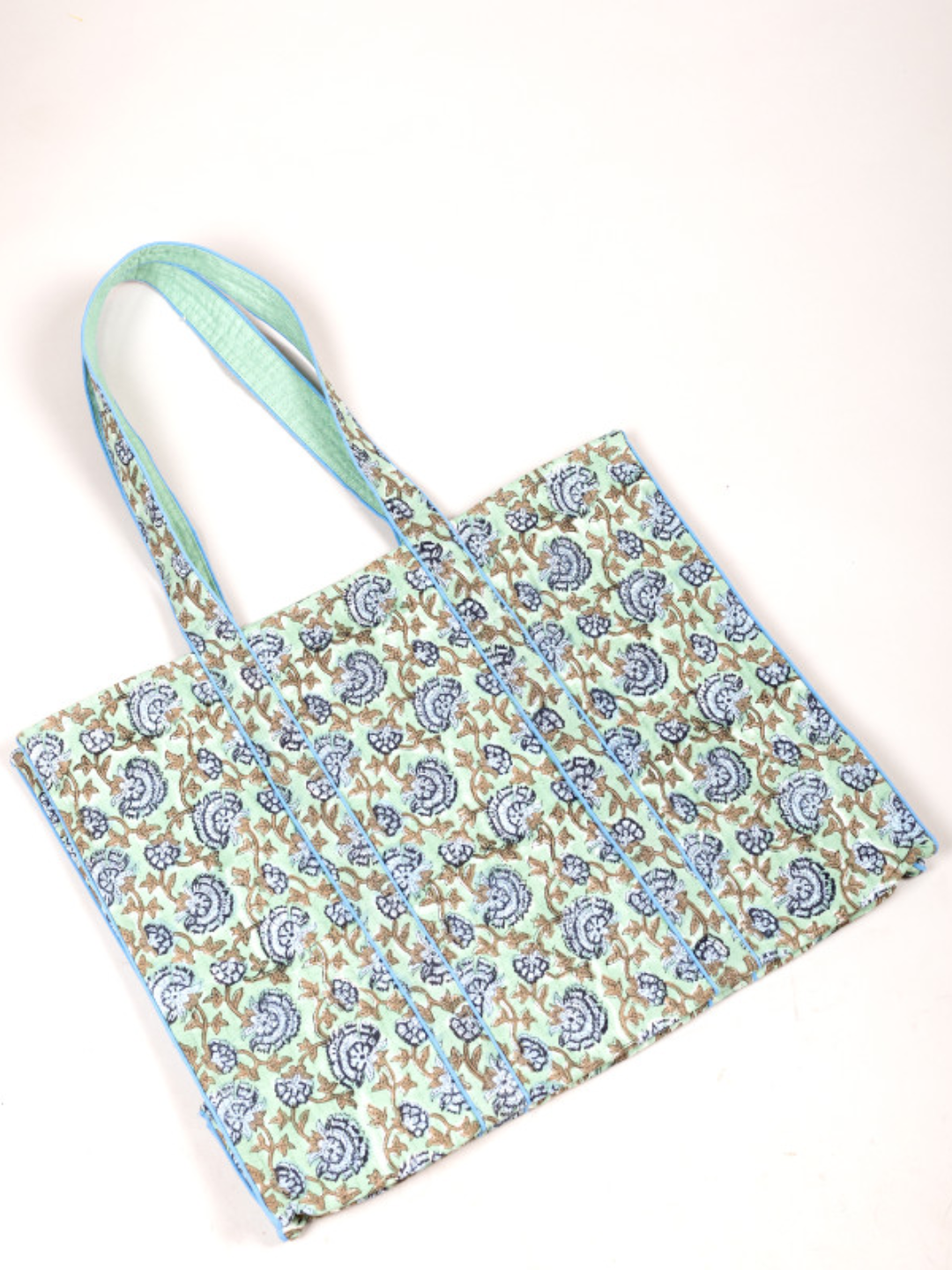 Cotton Hand Bag, Mint Paisley Meadow Tote Bags, Women hand bags, Tote bags for Girls, Fashion Tote bags, Printed Tote Bags