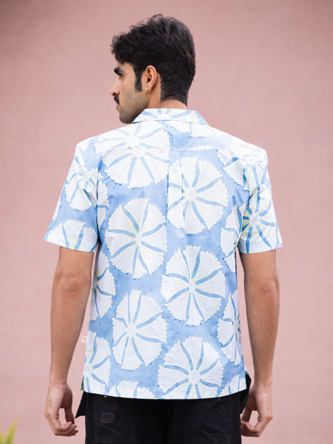 half sleeve Indian Hand Block Print Shirt Jaipur Sea Flower Print Shirt 100% Cotton Fabric