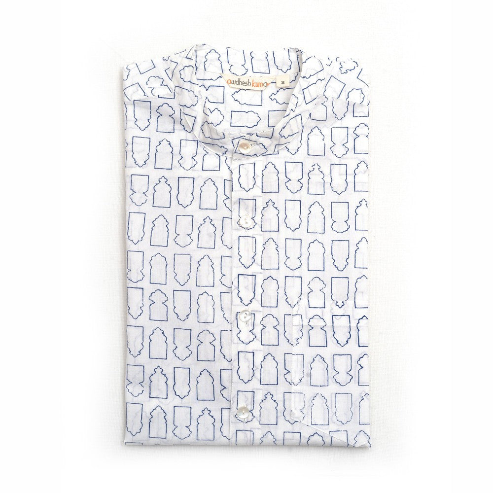 Full Sleeve Indian Hand Block Print Shirt Jharokha Design Shirt 100% Cotton Fabric