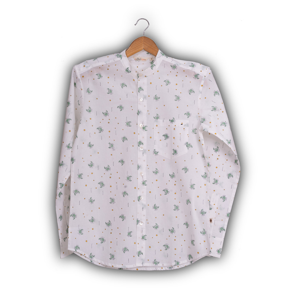 Full Sleeve Indian Hand Block Print Shirt Krabby Design Shirt 100% Cotton Fabric