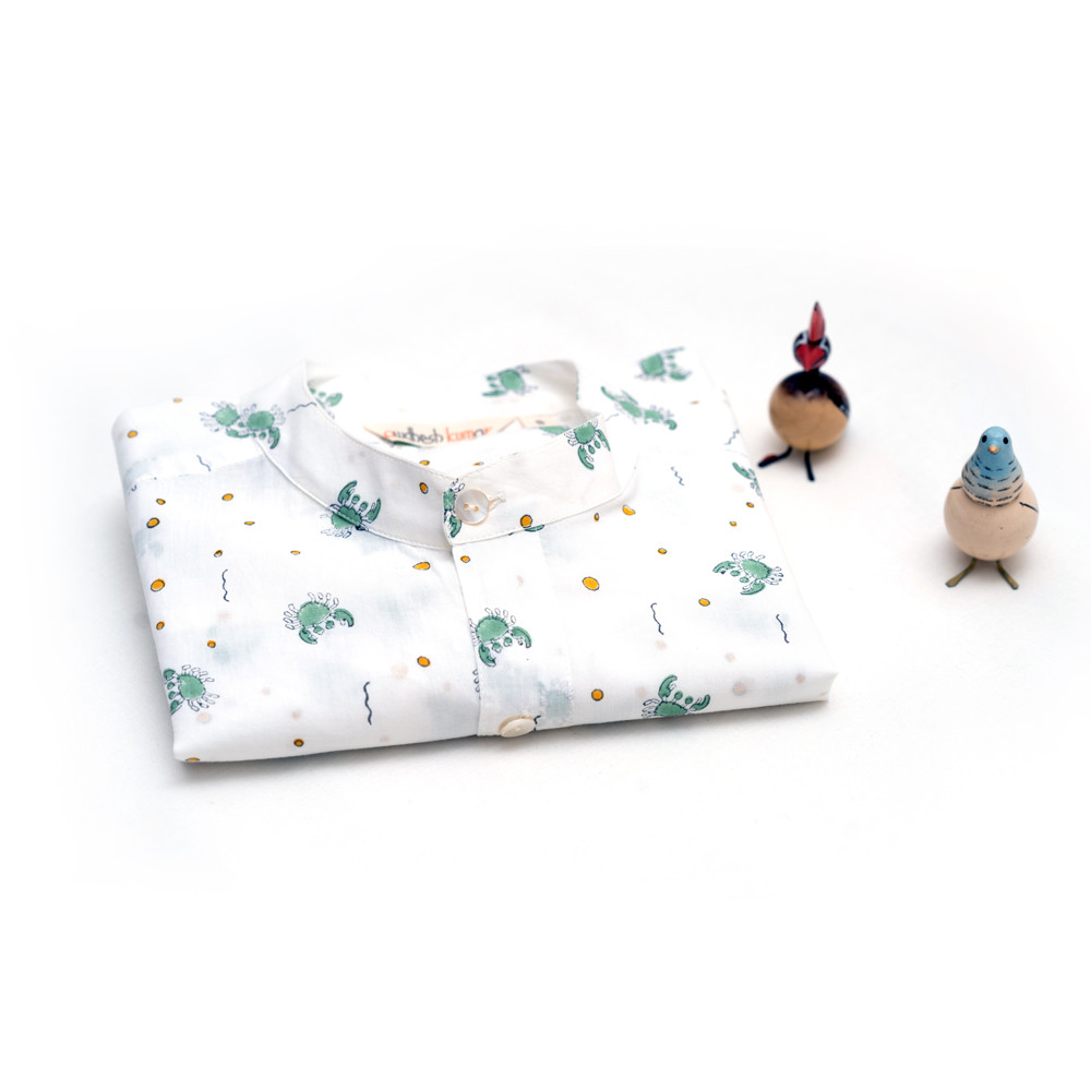 Full Sleeve Indian Hand Block Print Shirt Krabby Design Shirt 100% Cotton Fabric