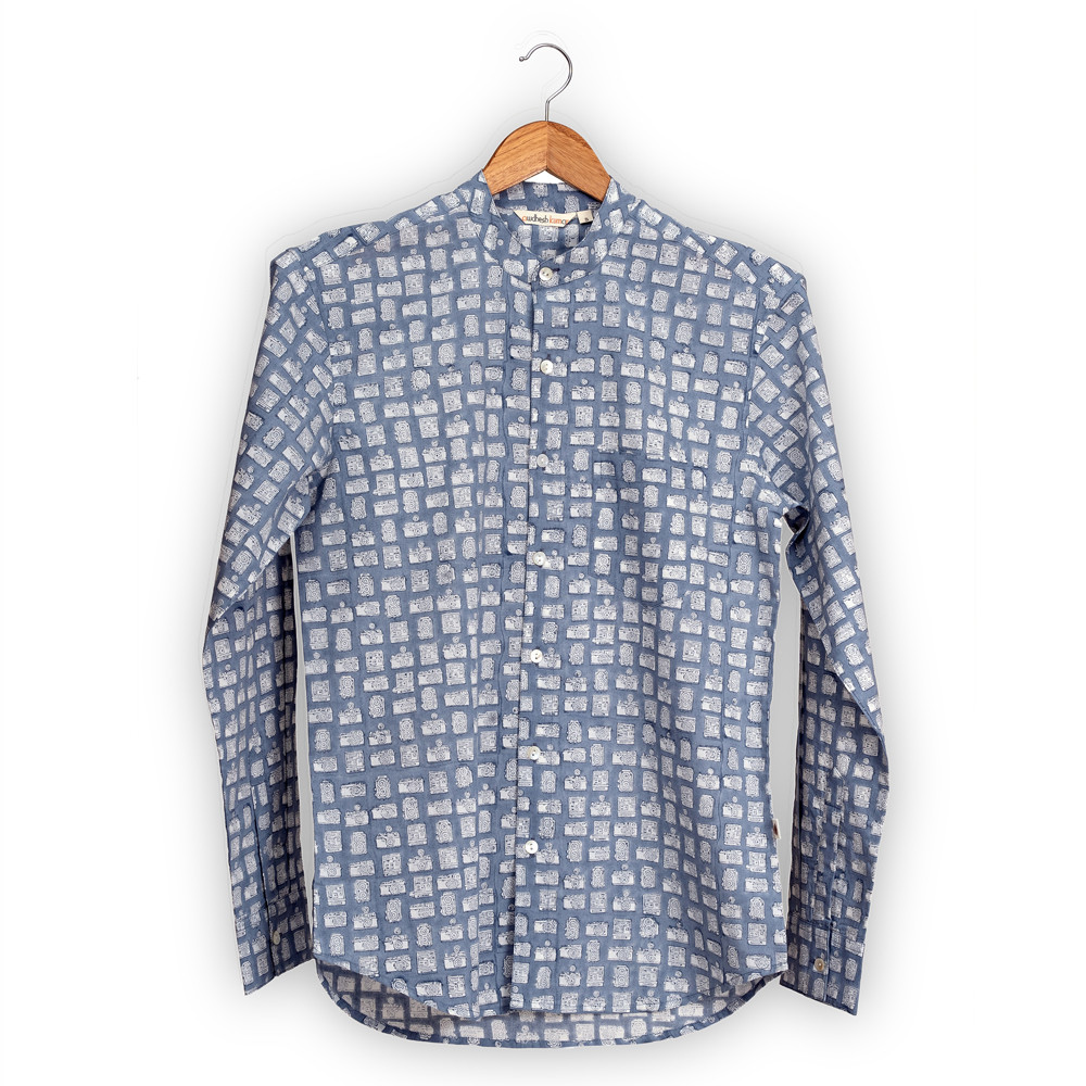 Full Sleeve Indian Hand Block Print Shirt Vintage Camera Design Shirt 100% Cotton Fabric