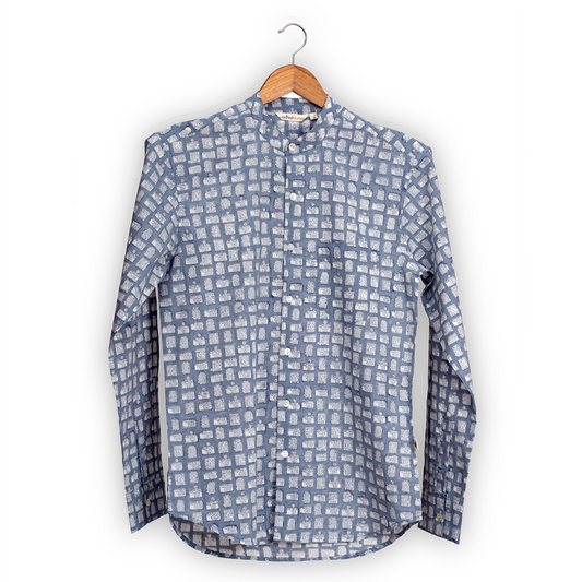 Full Sleeve Indian Hand Block Print Shirt Vintage Camera Design Shirt 100% Cotton Fabric