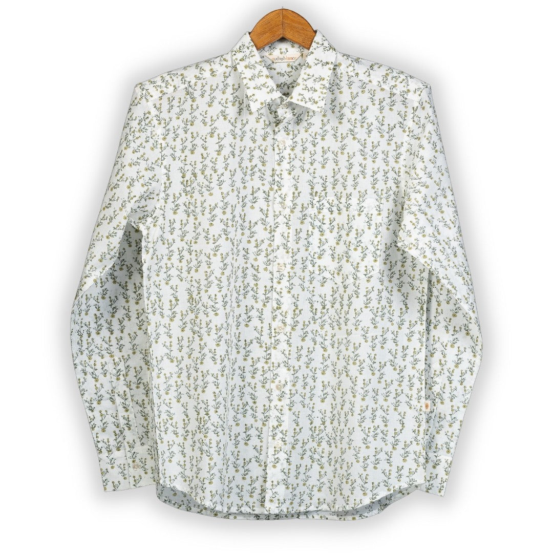 Full Sleeve Indian Hand Block Print Shirt Jungle Buti Design Shirt 100% Cotton Fabric