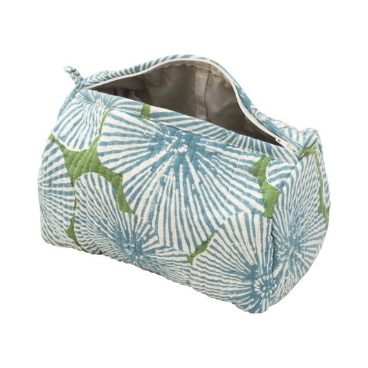 Awdhesh Kumar Aqua Radiance Pouch Cotton Hand Block Printed Toiletry Bags for Women