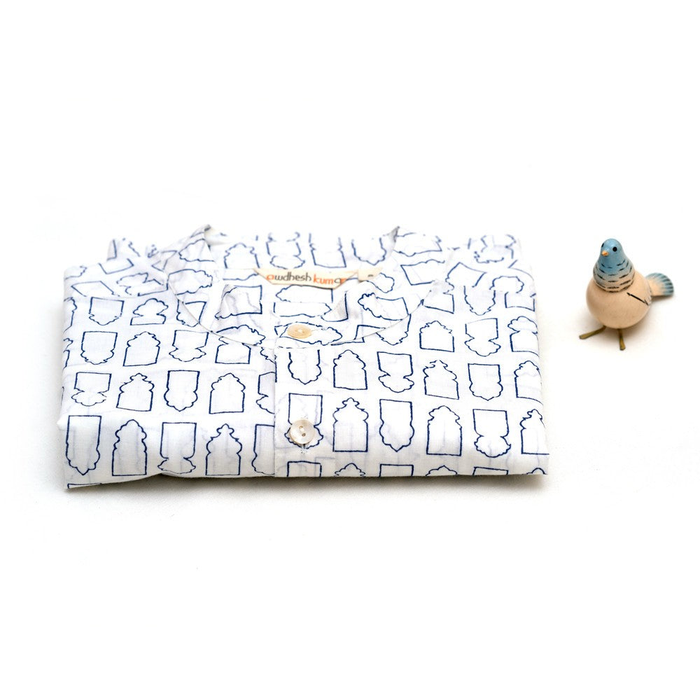 Full Sleeve Indian Hand Block Print Shirt Jharokha Design Shirt 100% Cotton Fabric