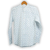 Full Sleeve Indian Hand Block Print Shirt Lotus Blue Design Shirt 100% Cotton Fabric