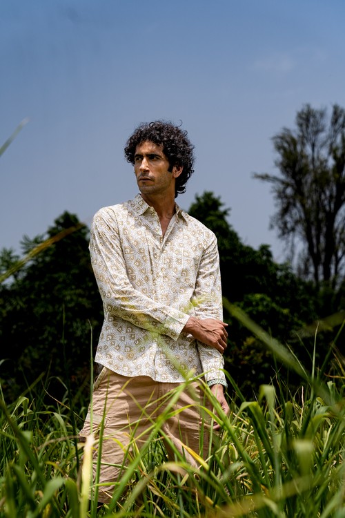 Full Sleeve Indian Hand Block Print Shirt Coral Sand Design Shirt 100% Cotton Fabric