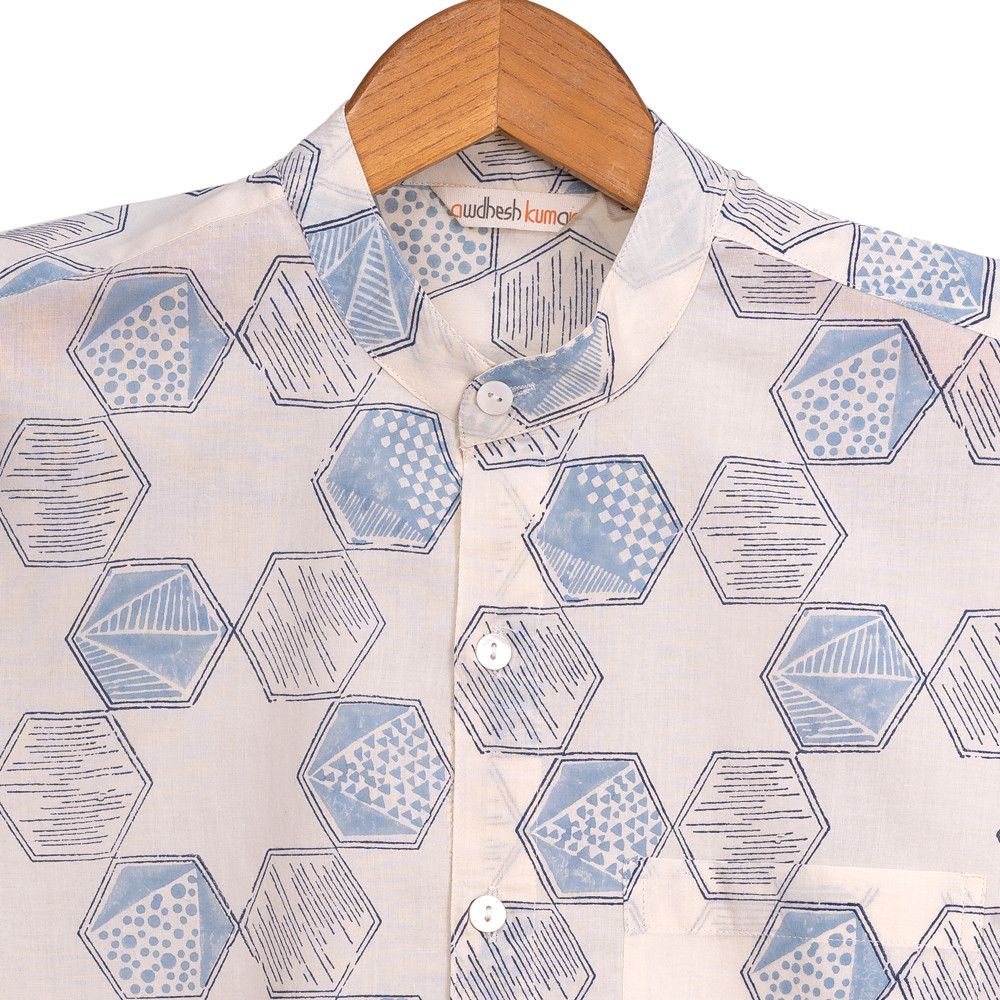 Full Sleeve Indian Hand Block Print Shirt Star Design Shirt 100% Cotton Fabric